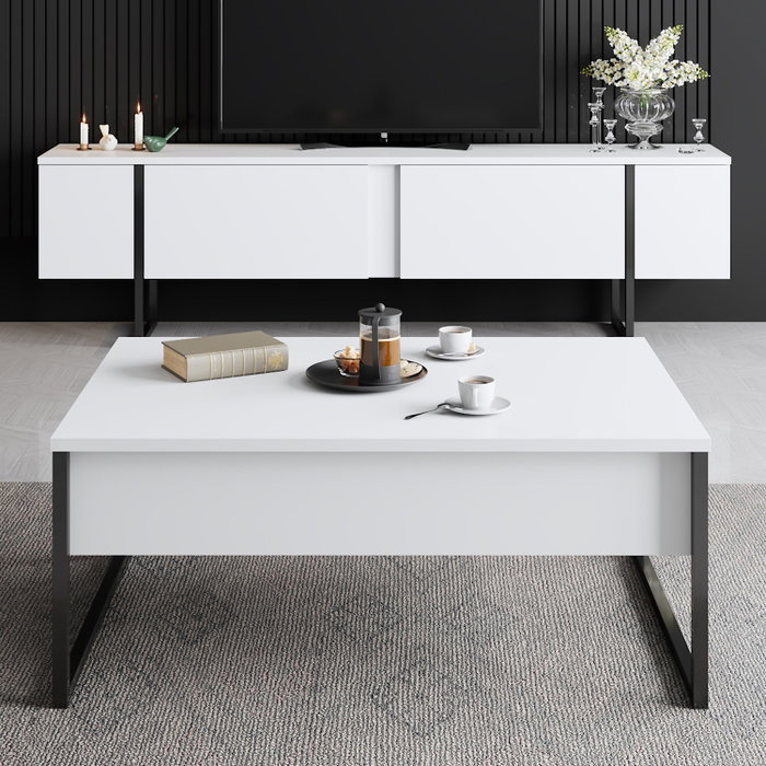 Hanah Home Luxe Mesa de Centro Blanco y Negro